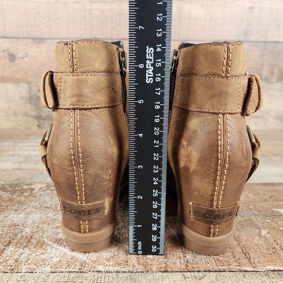 Sorel Joan Of Arctic Wedge II Women Sz 6 Buckle  Brown Leather Bootie NL3490-286 - Picture 5 of 11